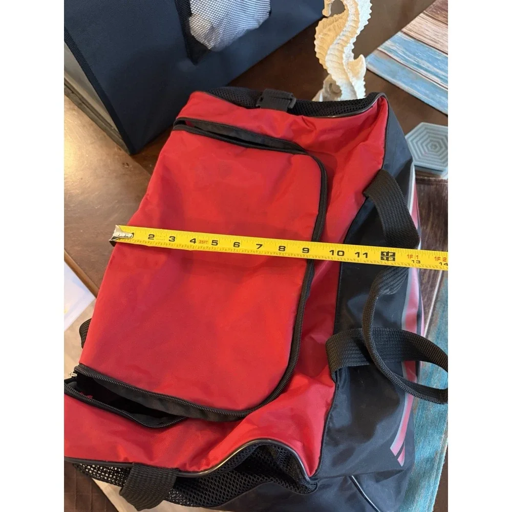 Rare Vintage 90s NIKE Duffle Bag Red Black Spellout Swoosh Retro Gym Travel